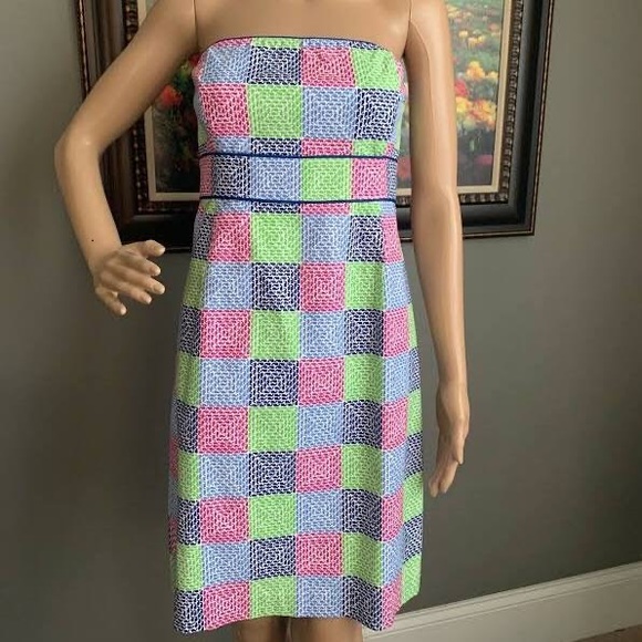 Vineyard Vines Aurora Patchwork Strapless Dress 8 - Picture 3 of 11